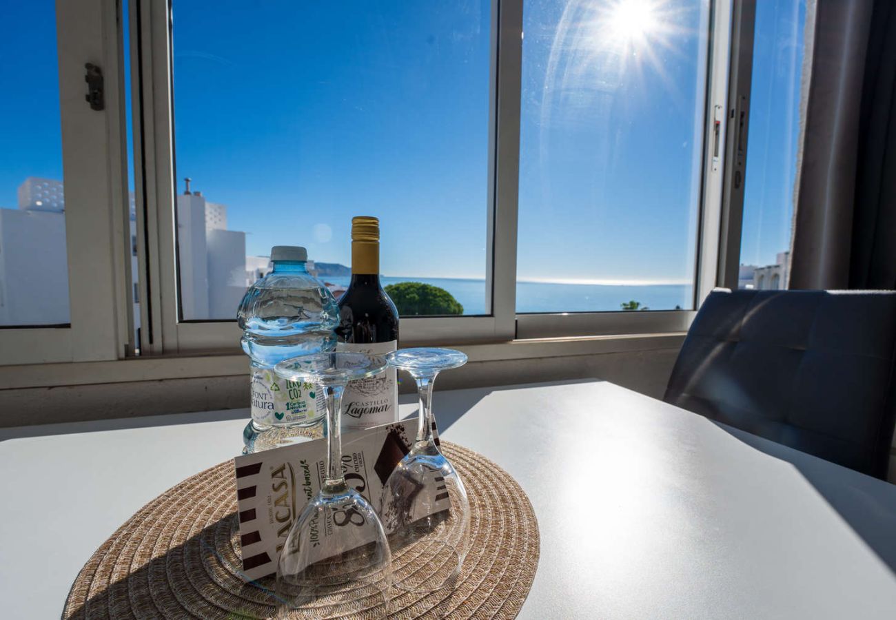 Sea views and Casasol welcome gift with wine and chocolate.