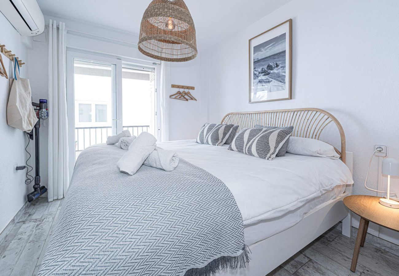 Bright bedroom with double bed with large, comfortable mattress