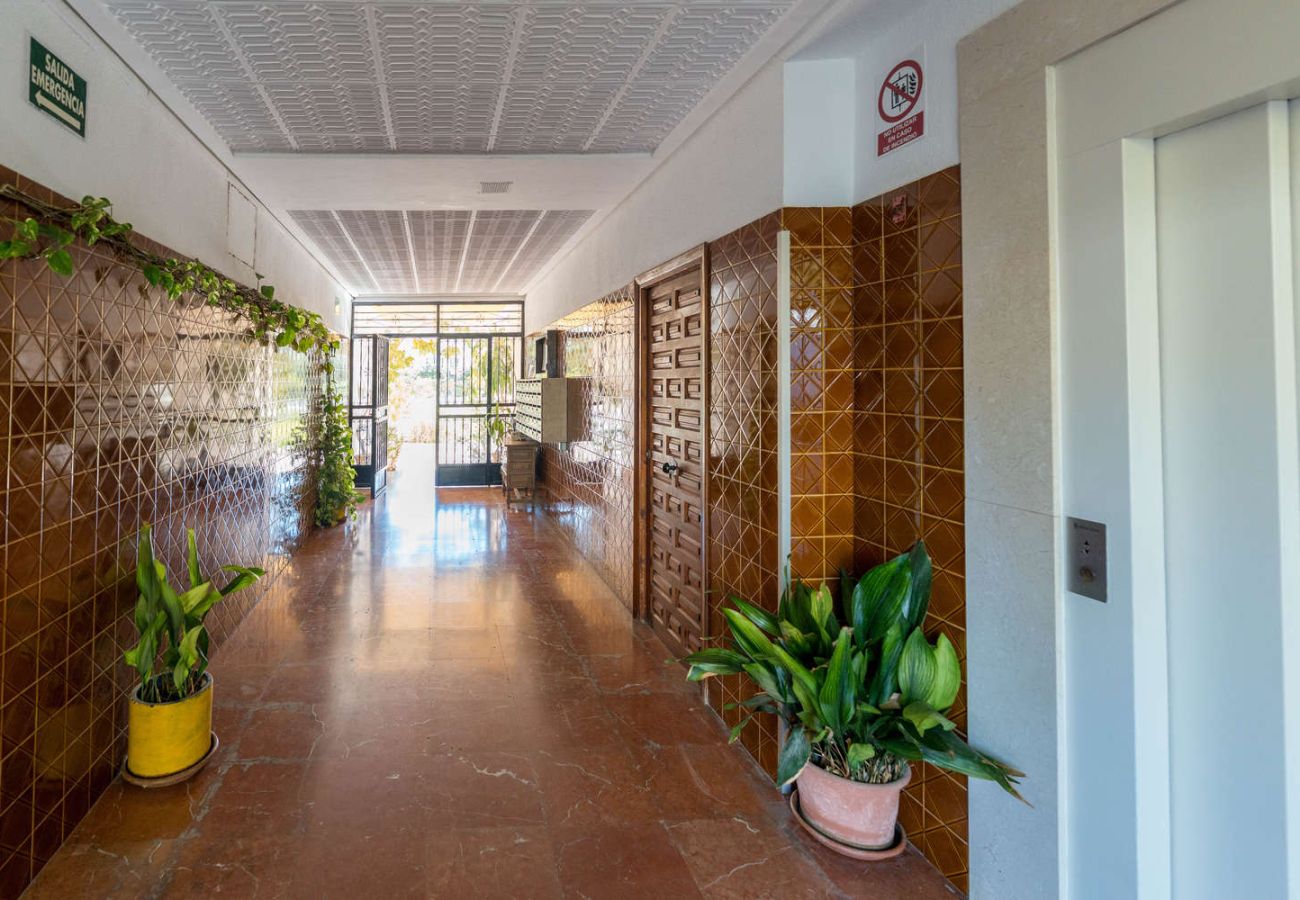 Outside corridor of the Acapulco Building leading to the flat
