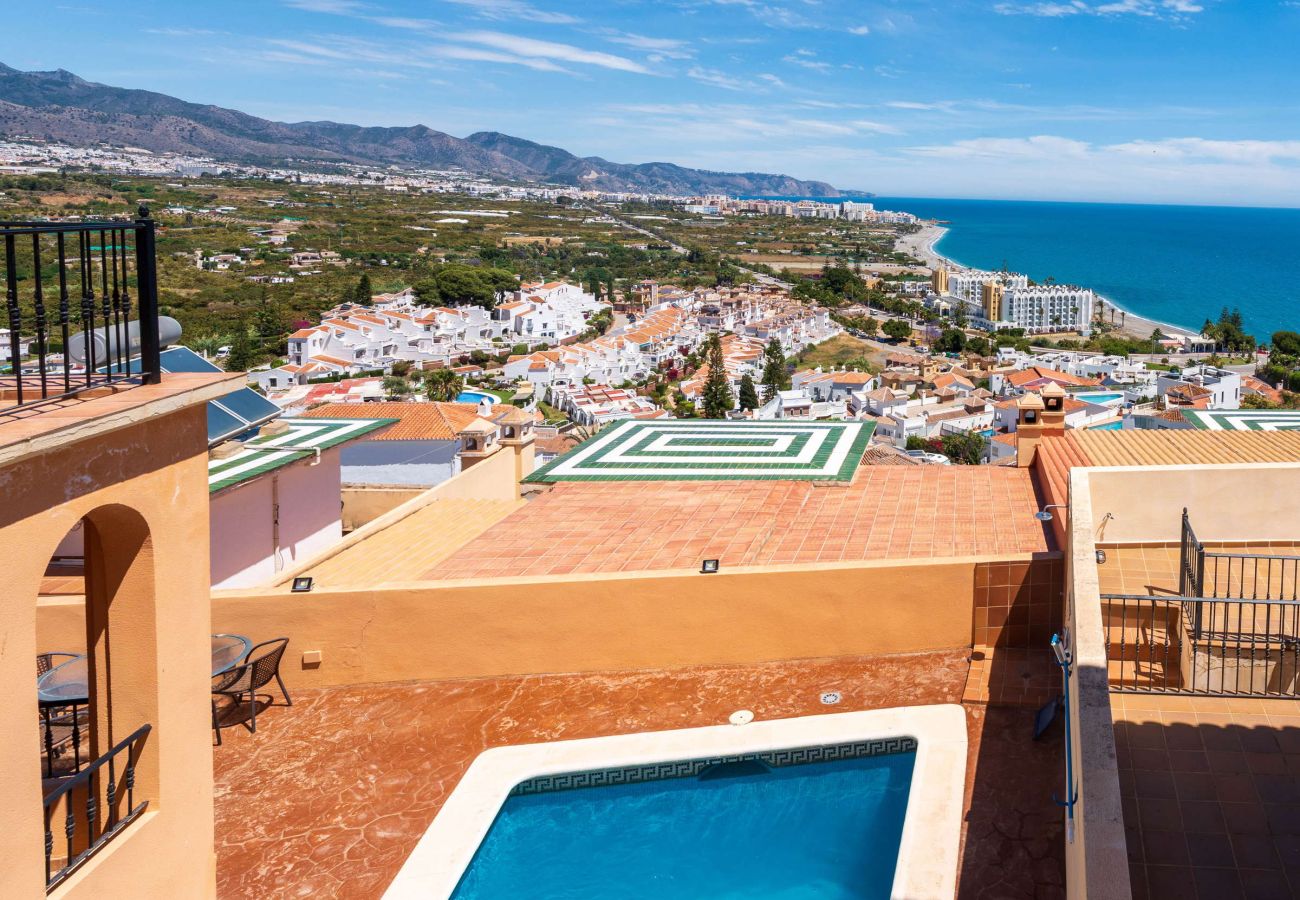 Private pool and sea views from above at Villa Punta Lara 15, Punta Lara Nerja