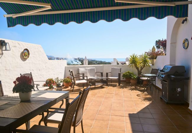 Radhus i Nerja - Casablanca 9: Duplex med terrasser i flera nivåer, havsutsikt och solnedgång