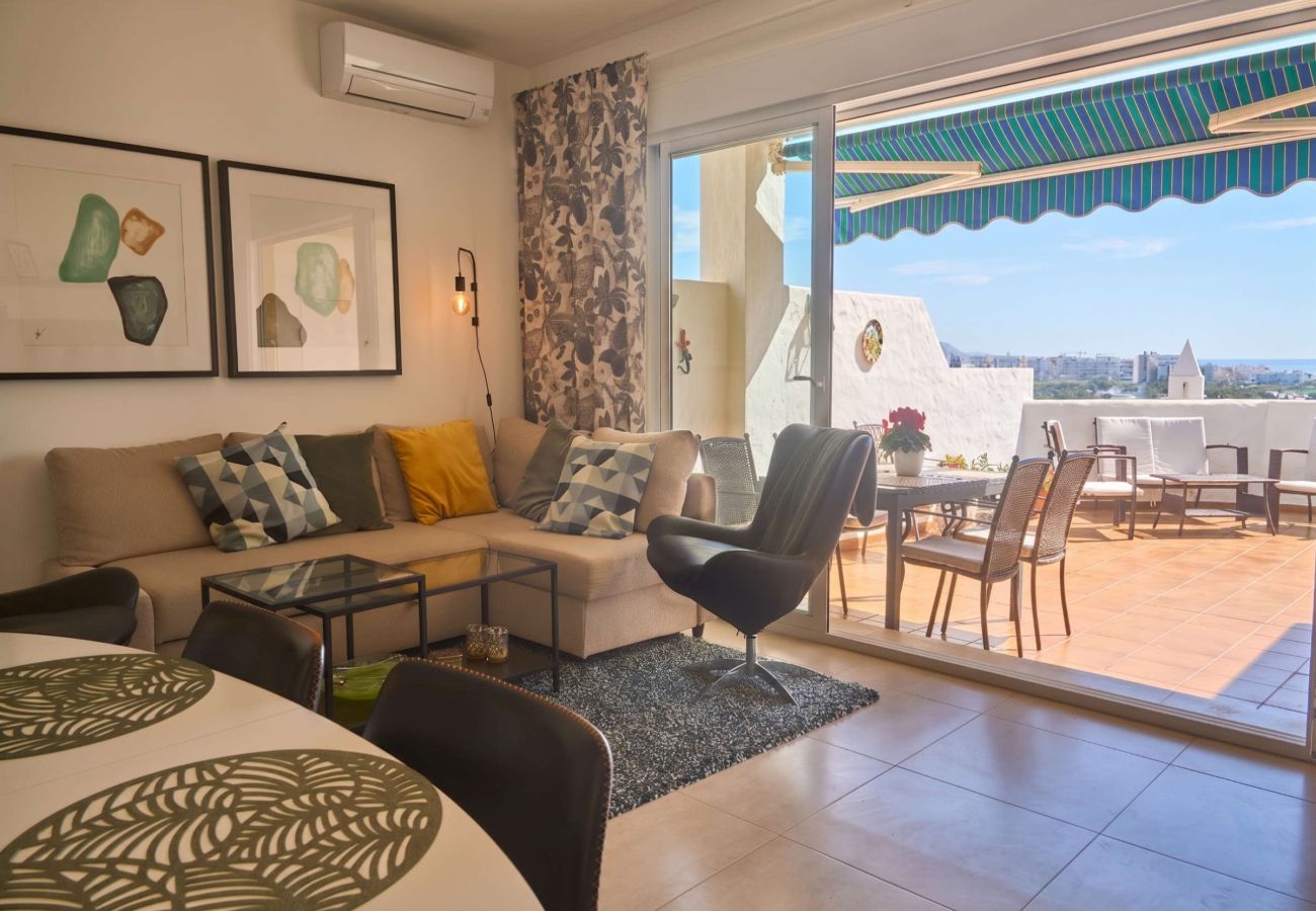 Radhus i Nerja - Casablanca 9: Duplex med terrasser i flera nivåer, havsutsikt och solnedgång