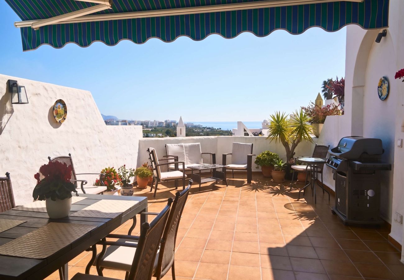 Radhus i Nerja - Casablanca 9: Duplex med terrasser i flera nivåer, havsutsikt och solnedgång