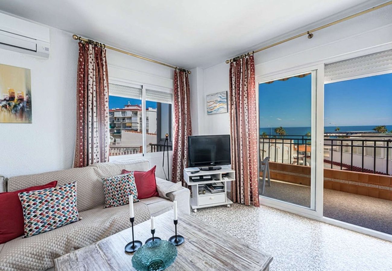 Vardagsrum med tillgång till terrass och havsutsikt, luftkonditionering och TV, Albaida II 2B Nerja